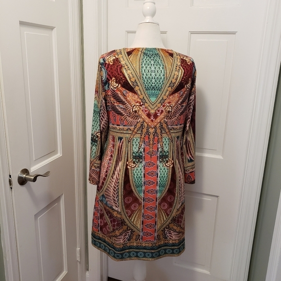 Hale Bob Boho Print Knit Aline Dress Size Large, Colorful - Picture 3 of 8